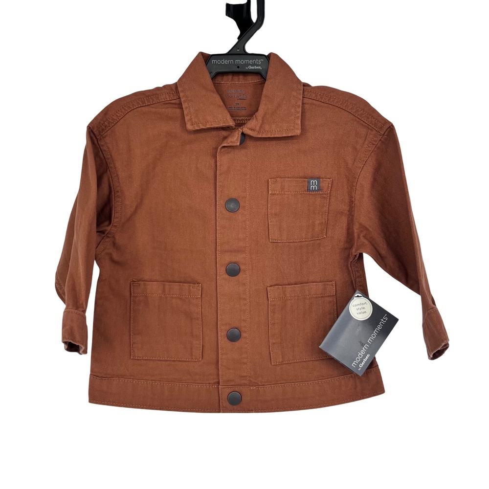 Modern Moments Utility Jacket Boys 18M‎ Brown Herringbone Twill Chore Coat Fall